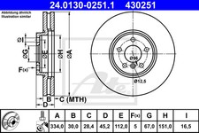 ATE 2x Bremsscheibe vorne Ø334 mm belüftet für MINI Mini F56 John Cooper Works