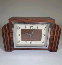 Vintage Enfield Mantel Clock Art Deco Wooden Case Mechanical Ticking Spares