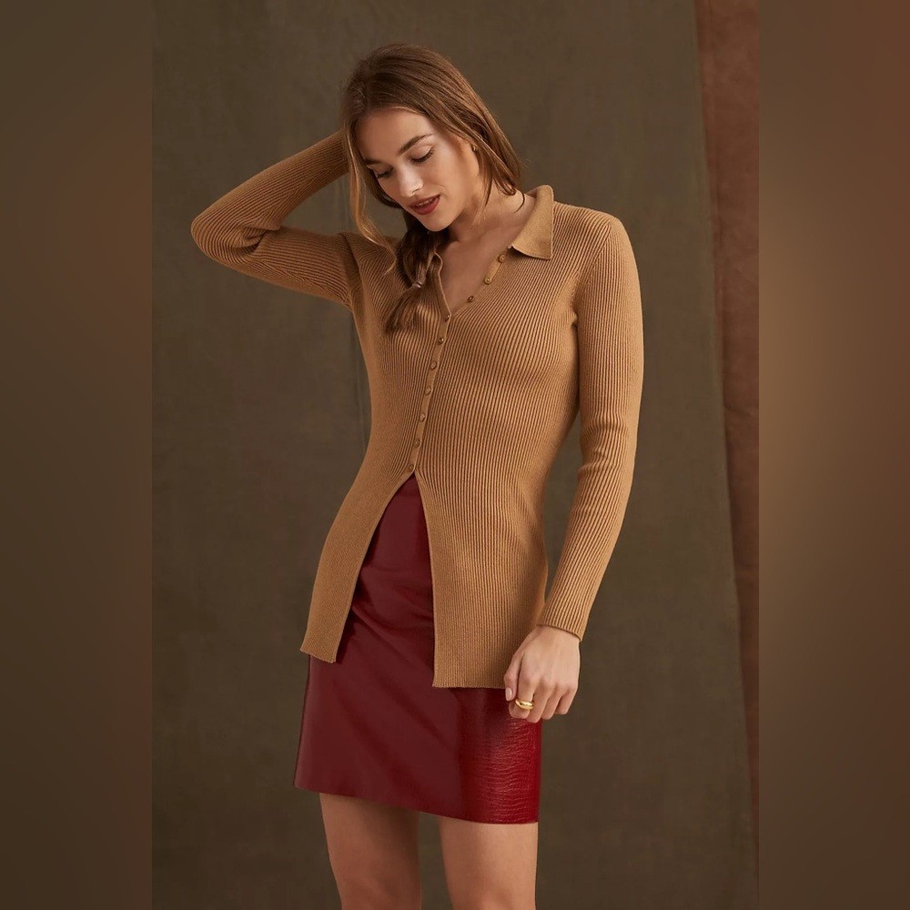 Anthropologie Maeve Ribbed Slim Cardigan(Size S) - image 1