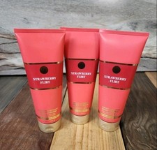 3PK Bath  Body Works Strawberry Flirt Body Cream 8oz NEW