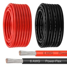 Marine Wire 6 AWG, 50FT Red and 50FT Black Tinned Copper Boat Cable