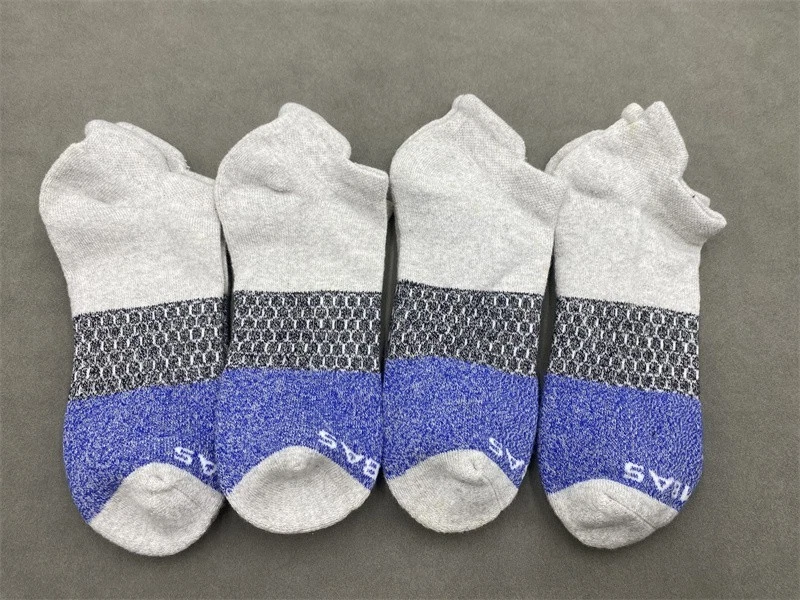 BOMBAS 4 Pairs Tri-Block Marl Honeycomb Men Ankle Socks Size L 9.5-13