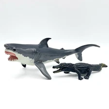 Vintage Safari LTD Great White Shark Alligator Figure Lot Realistic 90s Large 9”