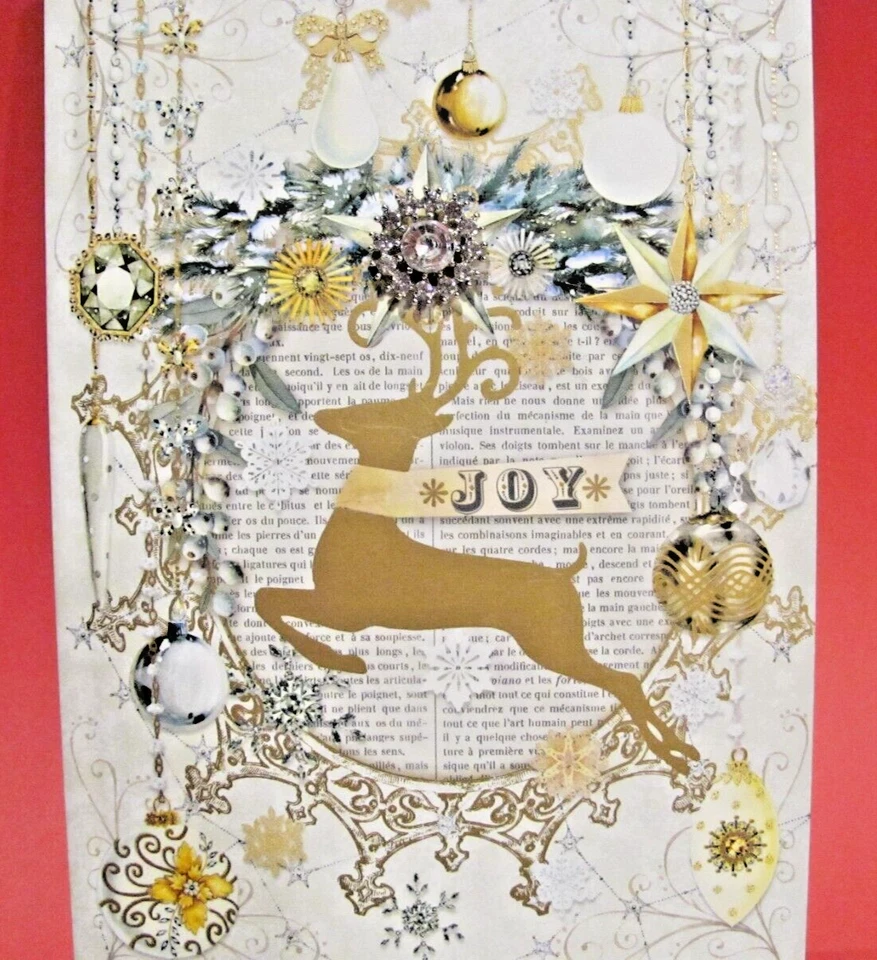 Pooch & Sweetheart Christmas White & Gold Reindeer Jewel Brooch Journal~NEW! - Image 2 of 4