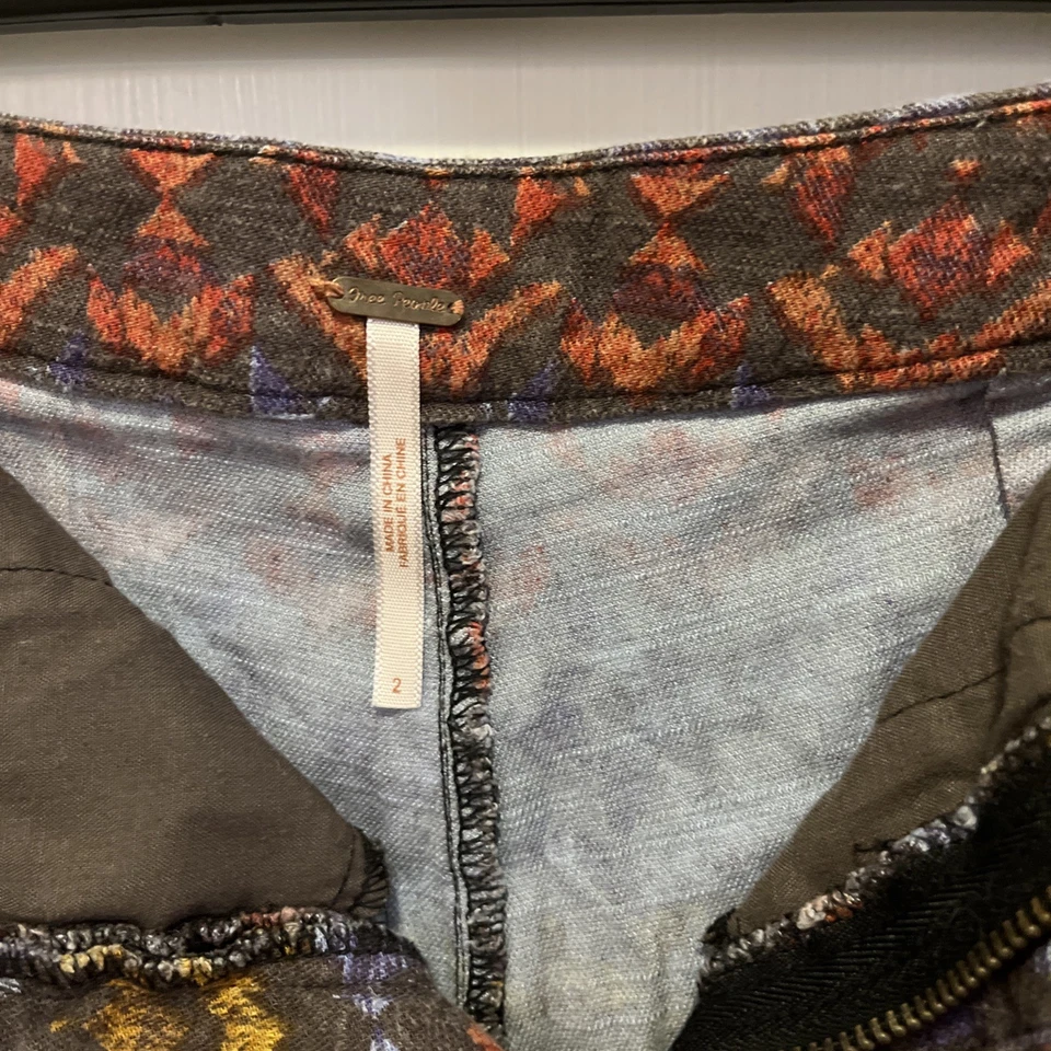 Mini Pantalones Cortos Free People Mujer Talla 2 Multicolor Azteca Estampado Geométrico Bolsillos Foto 3 de 4