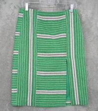 W by Worth Skirt 4 Straight Striped Front Slit Career Preppy Office Kelly Green