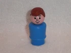 Fisher Price Little People Vintage Rare Brown Hair Zoo Dad Man in Blue