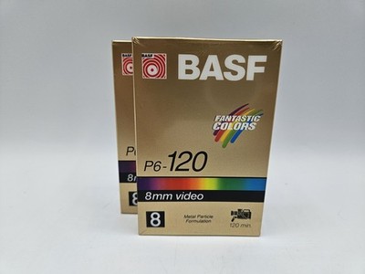 BASF P6-120 8mm Recordable Video Cassette Lot (2) Capacity Brand New Sealed 