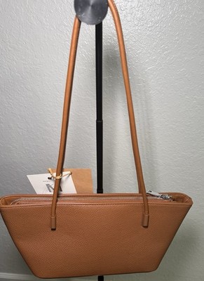 Miztique Brown Shoulder Bag Silver Hardware Zip Closure Zipper
