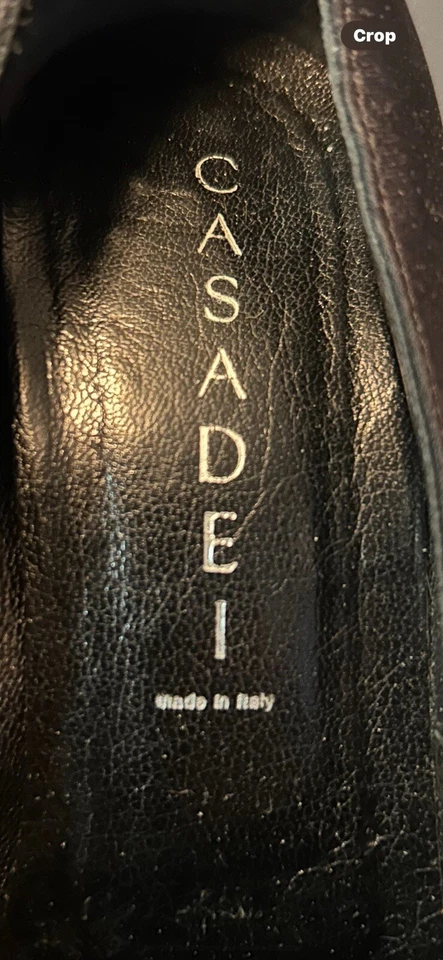 Zapatos de salón Casadei clásicos negros satinados talla 6 hechos en Italia Foto 3 de 4