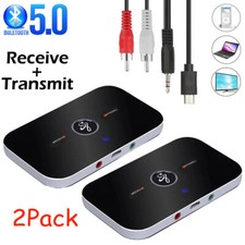 2Pcs Bluetooth Transmitter  Receiver Wireless Adapter For Home stereos/speakers
