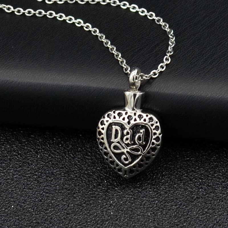 Heart Urn Necklace for Ashes Cremation Jewelry Keepsake Dad