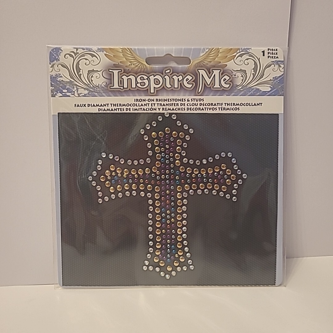 Cross Rhinestone Inspire Me Iron on Appliqué | eBay