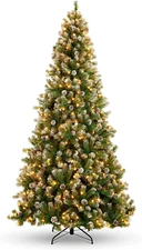 7.5Ft Pre-Lit Pre-Decorated Pine Hinged Artificial Christmas Tree W/ 1,346 Flock