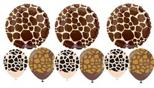 9 BALLOONS party GIRAFFE jungle safari zoo favors birthday baby shower any occas
