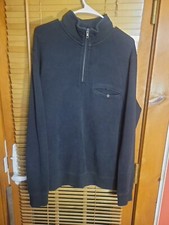 Pendleton Woolen Mills Men's Quarter 1/4 Zip Cotton Pullover Black Sweater Large
