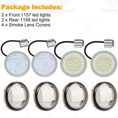 1156 & 1157 LED Turn Signal Light Blinker w/ Smoke Lens For Harley Electra Glide - Picture 6 of 24