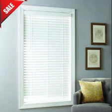 2 inch Faux Wood Blinds Window Horizontal Covering White & Grey Multiple Sizes