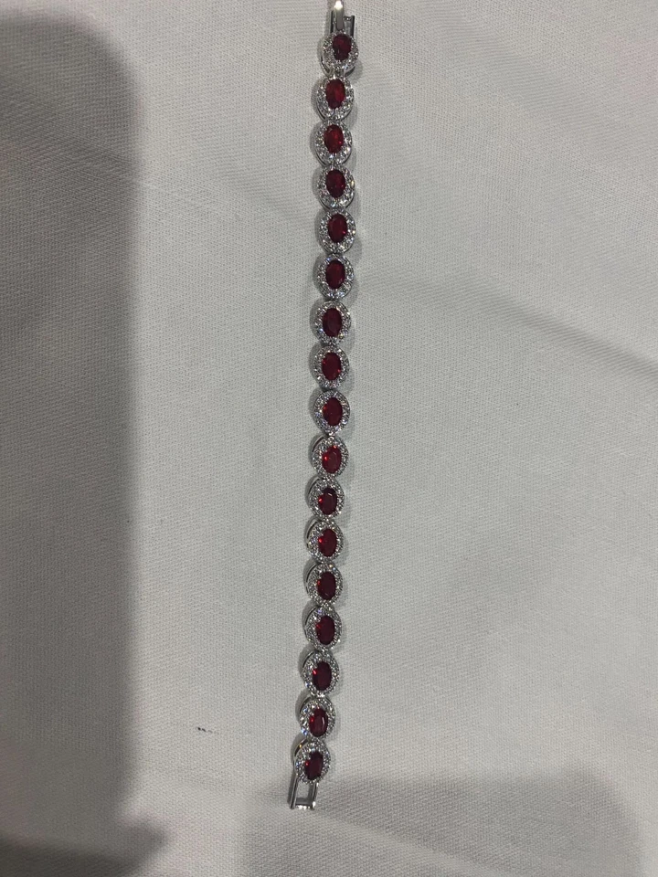 Pulsera Mujer Circón Cúbico Color Rojo Talla 6" Foto 2 de 4