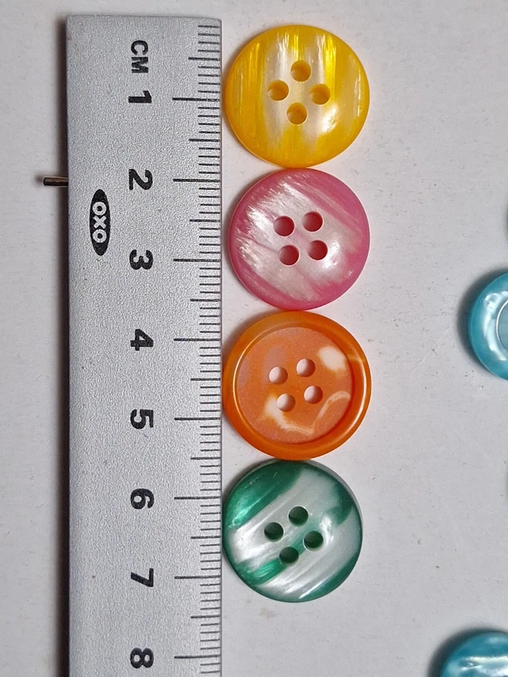 Buttons VTG Lot 198 Sewing Crafts Brights Shiny Marbled Christmas Candy Look - Image 4 of 4