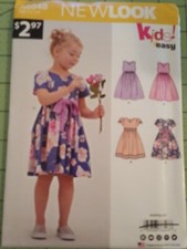 Simplicity Pattern A 6548 New Look Kids Dresses Girls Sizes 3 4 5 6 7 8 UNCUT 