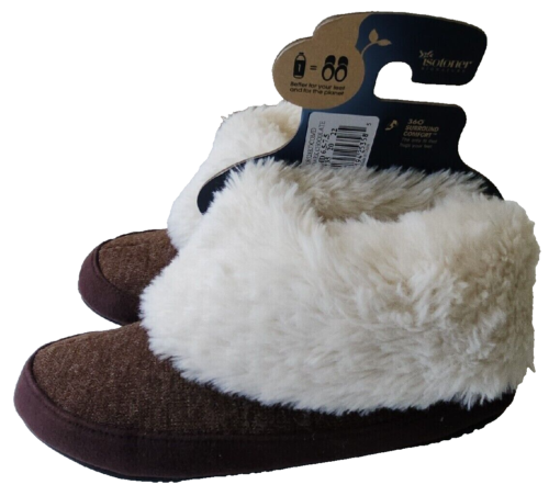 Isotoner Women's Memory Foam Heather Knit Bootie Slippers Size MD 6.5-7.5