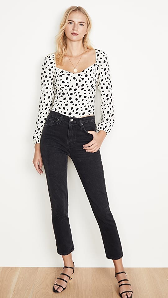 Reformation Julia High Cigarette Jeans in Monterey Wash Black Size 25