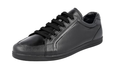 PRADA Saffiano Leder Downtown Sneaker - 3E5892 - Schwarz - NEU -  39 UK 6