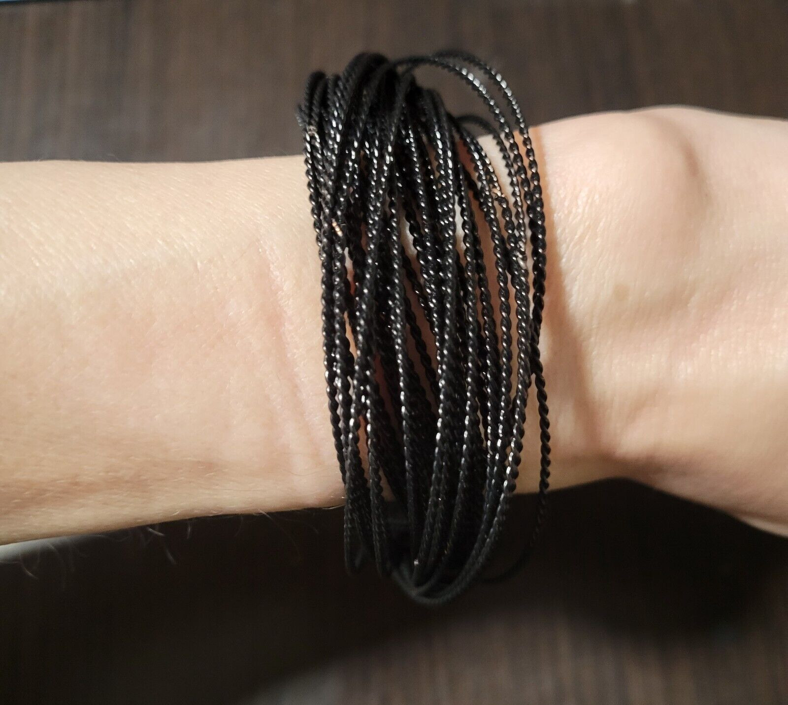 36 Interlocking Thin Black Twisted Braided Metal … - image 4