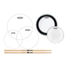 Evans American Upgrade Clear Drumhead Pack 12/13/16/22 w/FREE 14" & 5A Sticks