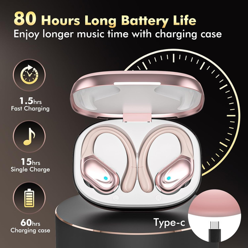 Wireless Earbuds Bluetooth Headphones 80Hrs Playback Ear Buds Power Display with - Picture 2 of 12