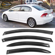 Fits 06-11 Honda Civic Sedan 4DR Window Visors Rain Sun Guard Vent 4Pc Set