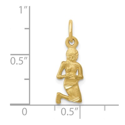 Personalized 10k Yellow Gold Virgo Zodiac Sign Charm Pendant - Solid Gold, Handmade In USA - View #6