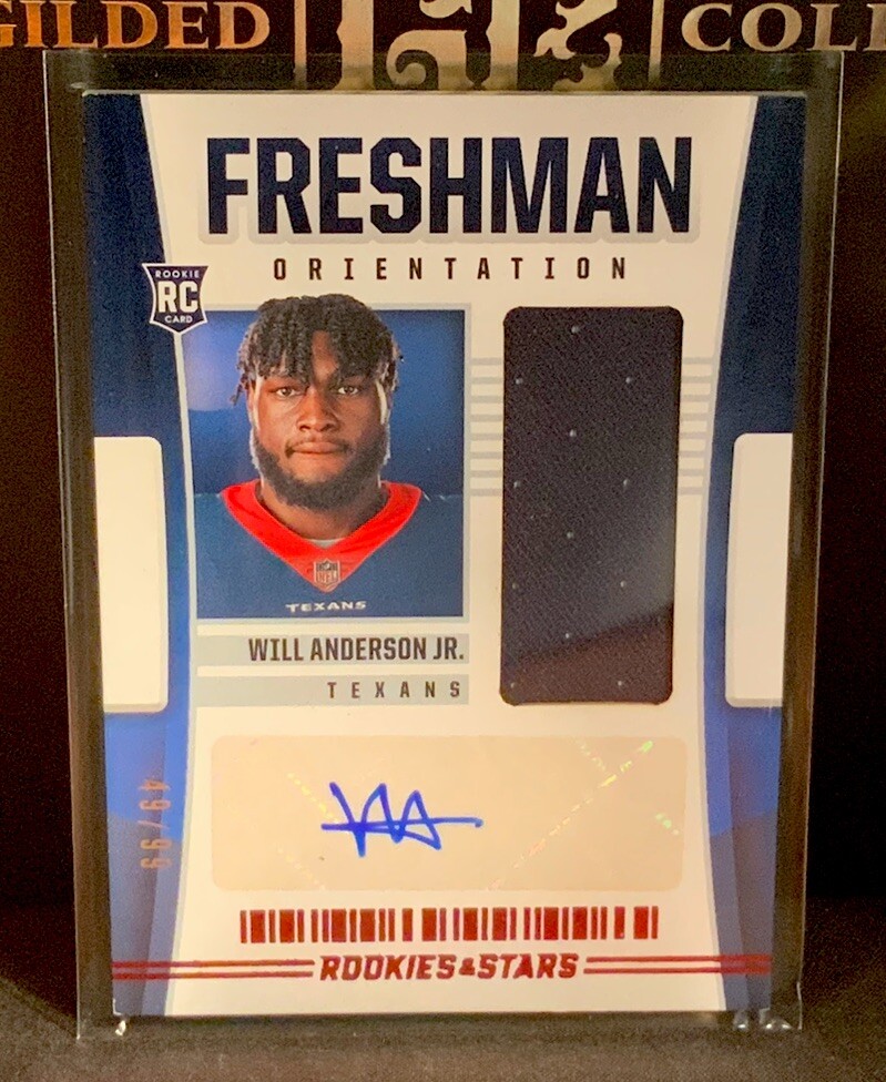 Will Anderson Panini Rookies & Stars Freshman Orientation Autograph Relic #FOWA Base
