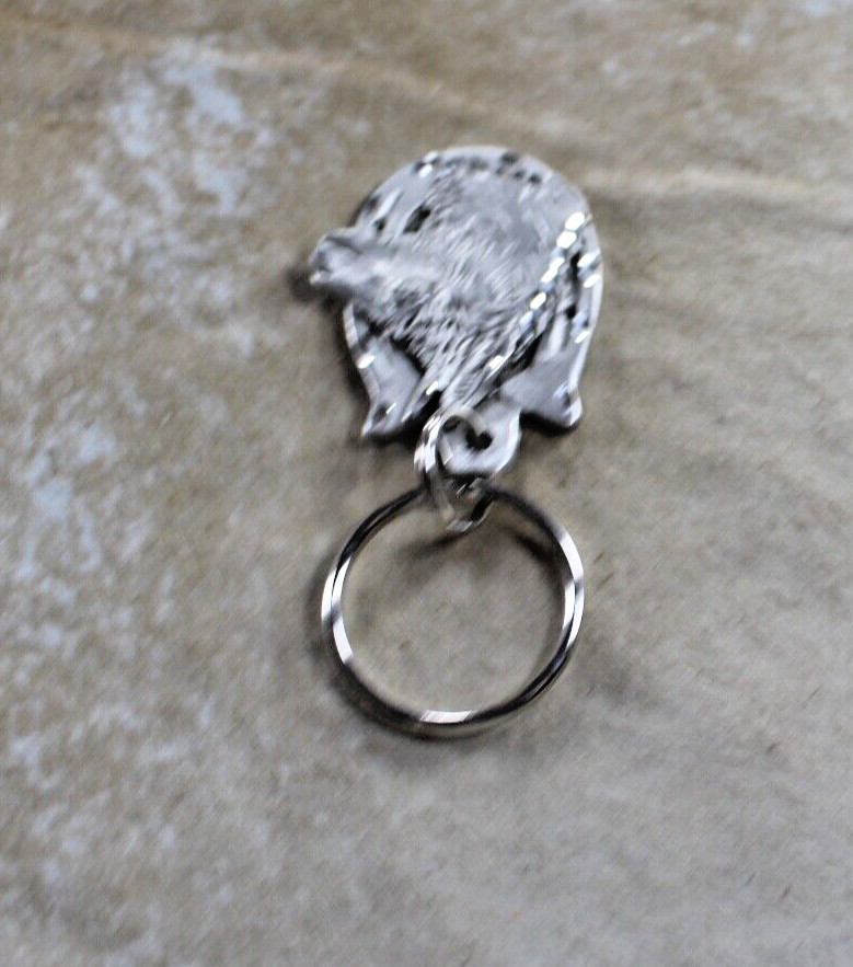 Llama Key Ring 2 x 1.50 in Horseshoe Diamond cut Pewter Handcrafted