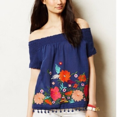 NWOT$118 Anthropologie Vanessa Virginia Full Bloom Boho floral embroidered S, 6