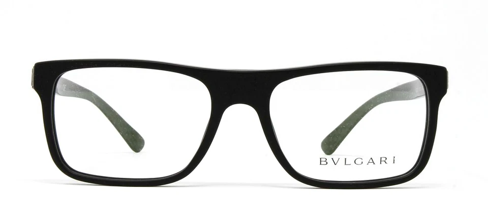 Marco rectangular de plástico negro mate Bvlgari para hombre 53 mm BV3028-5313 Foto 2 de 4