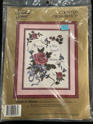 Love is the Heart In Bloom Counted Cross Stitch Kit 50565 12x16 Sealed 1990