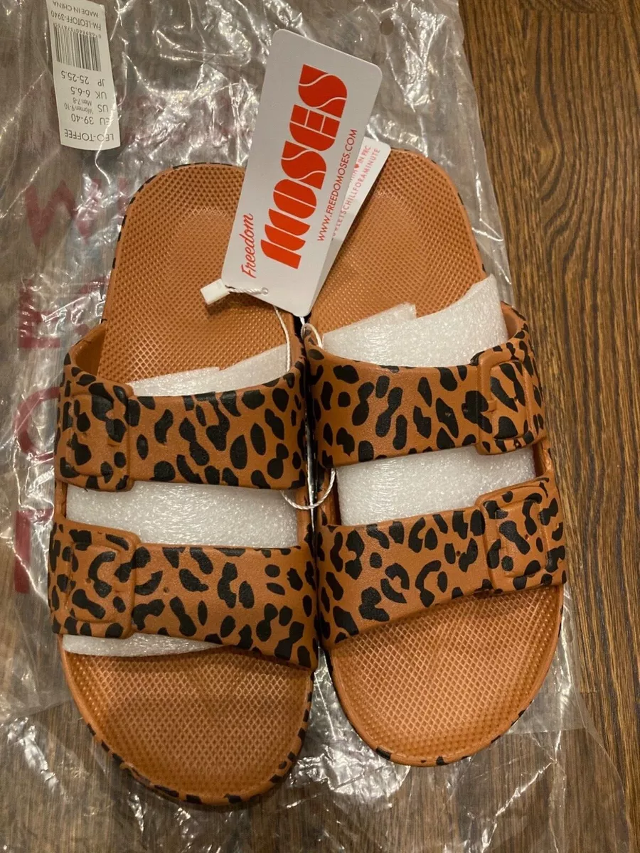 Freedom Moses Leopard Print Women s Toffee Slide Sz US 9 10