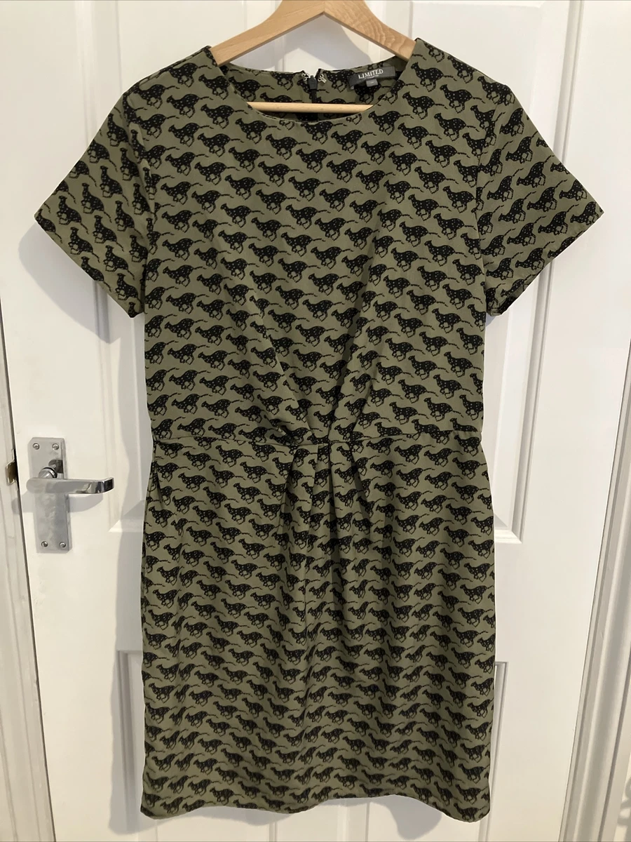 Ladies Debenhams Limited Collection Dress Size 14 Green Cheetah Print