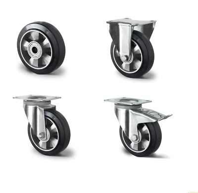 MARKENLOS Schwerlastrolle 125 160 200 PU Gummi Elastik Lenkrolle Rolle Rad Kugellager