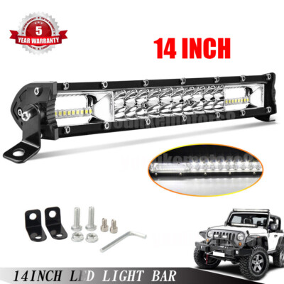 Dual Row 14'' Bumper LED Work Light Bar Combo Lamp Fit ClubCar Carryall Precedent