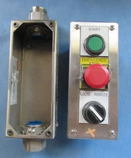 New Hoffman E-3PBSS Stainless 3 Push Button Enclosure Start Local Remote Stop