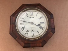 Vintage ONE DAY LEVER SETH THOMAS Key Wind Octagon Wall Clock INLAID w/ LABEL