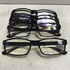 6PK Blue Light Blocking Reading Glasses Black Rectangle Plastic Frame Men Women