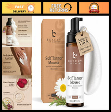 Natural Self Tanner Mousse - Organic Sunless Tanning Foam for Dark Tan, Streak-F