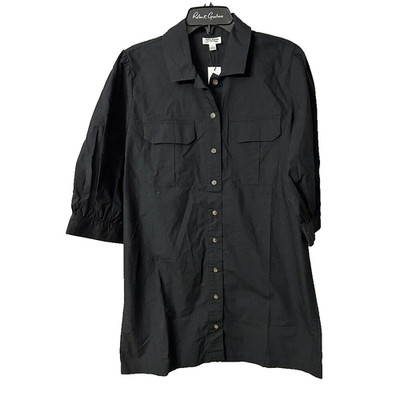 NWT Laurie Ferraro The Drop Womens Black Mid Button Mini Shirt Dress Size Large