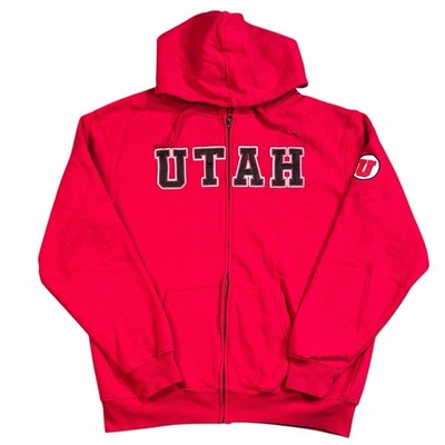 Utah University Utes Campus Heritage Full Zip Up Hoodie Running Utes Men s XL