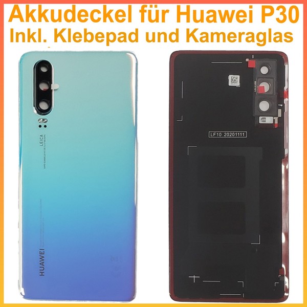 Original Huawei Backcover FüR Huawei P30 Akkudeckel + Klebepad + Kameraglas Blue-image