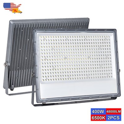 2 Pack 400W LED Work Light Outside Ground Mounting Yard Garden Exterior Security